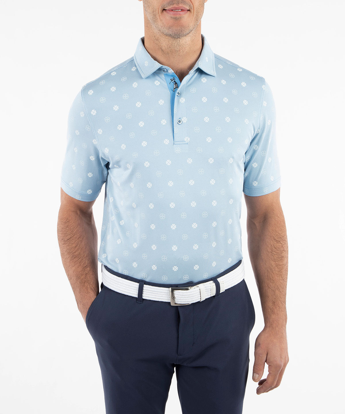 Performance Jersey Twill Clover Print Polo