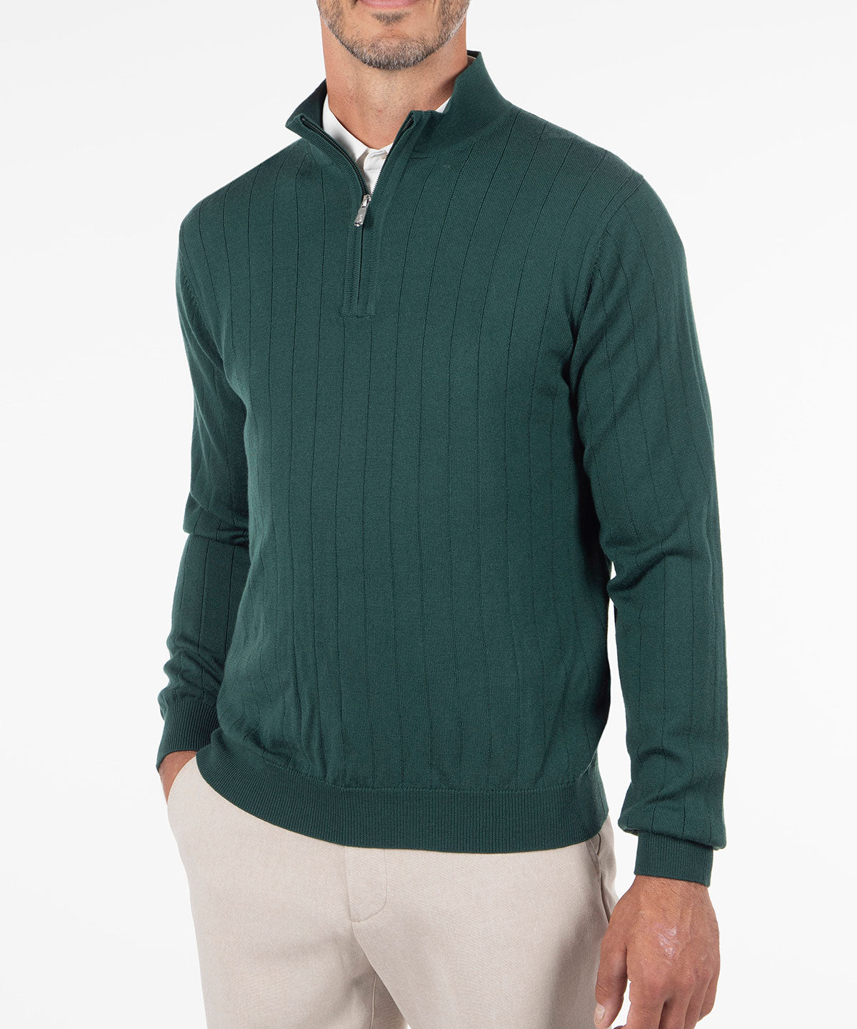 Signature Merino Quarter-Zip Mock Neck Sweater