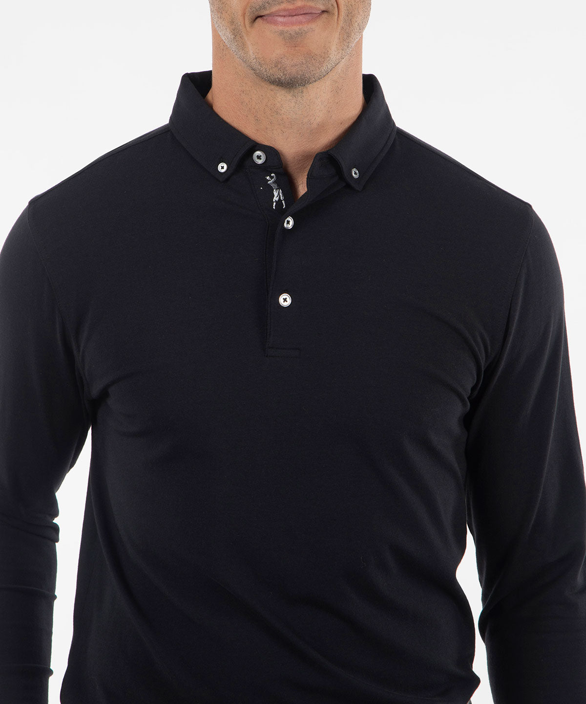 Signature Liquid Cotton Button-Down Collar Long-Sleeve Polo