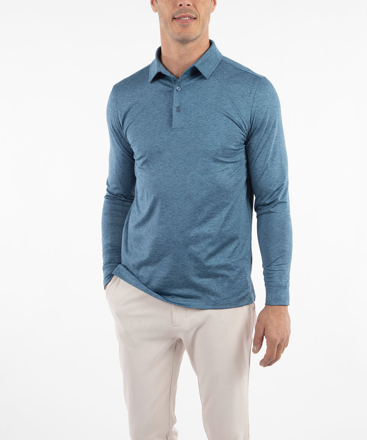 Performance Brushed Poly Flannel Stretch Jersey Polo with Player Placket