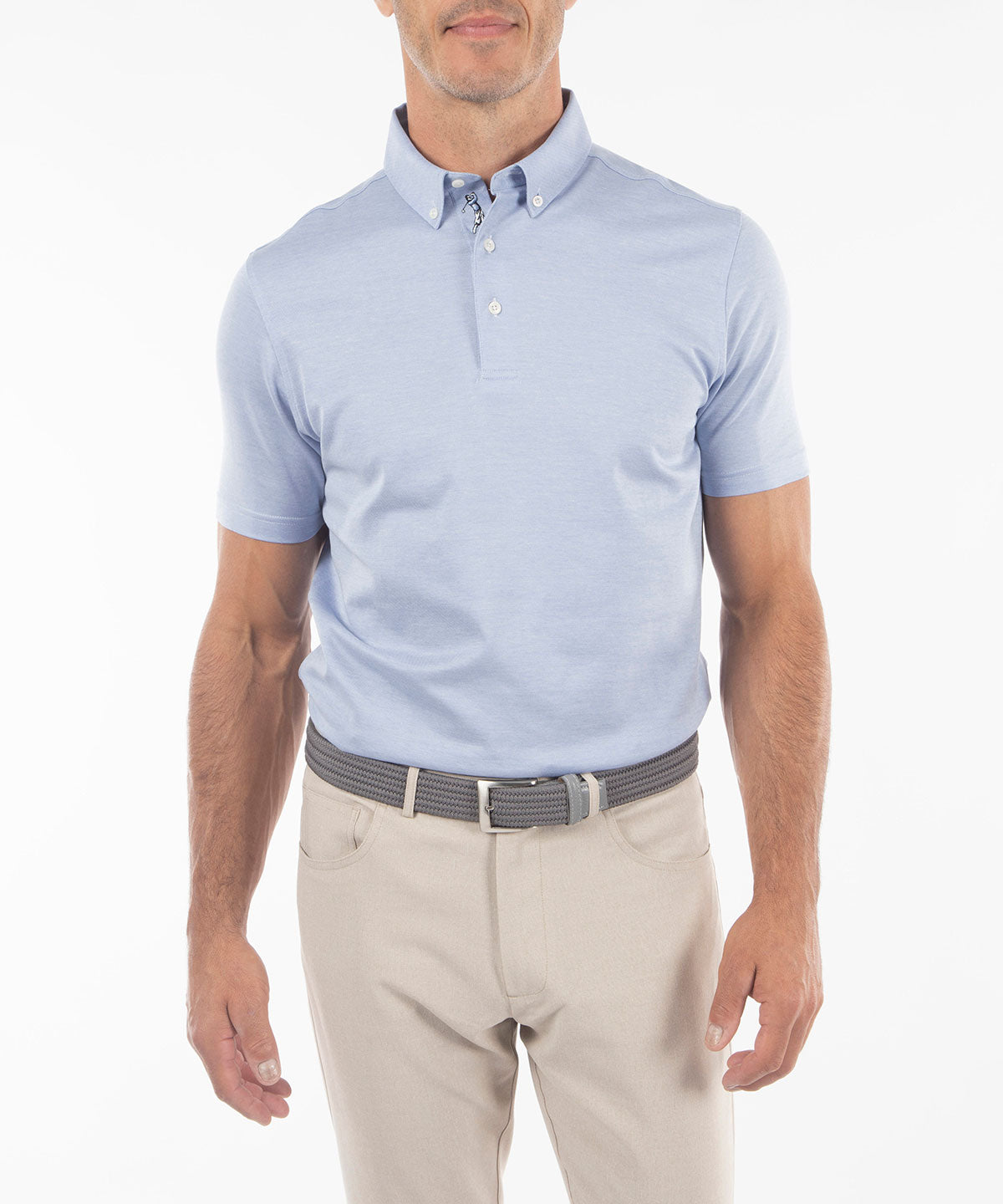 Signature Cotton Knit Short-Sleeve Button-Down Collar Polo