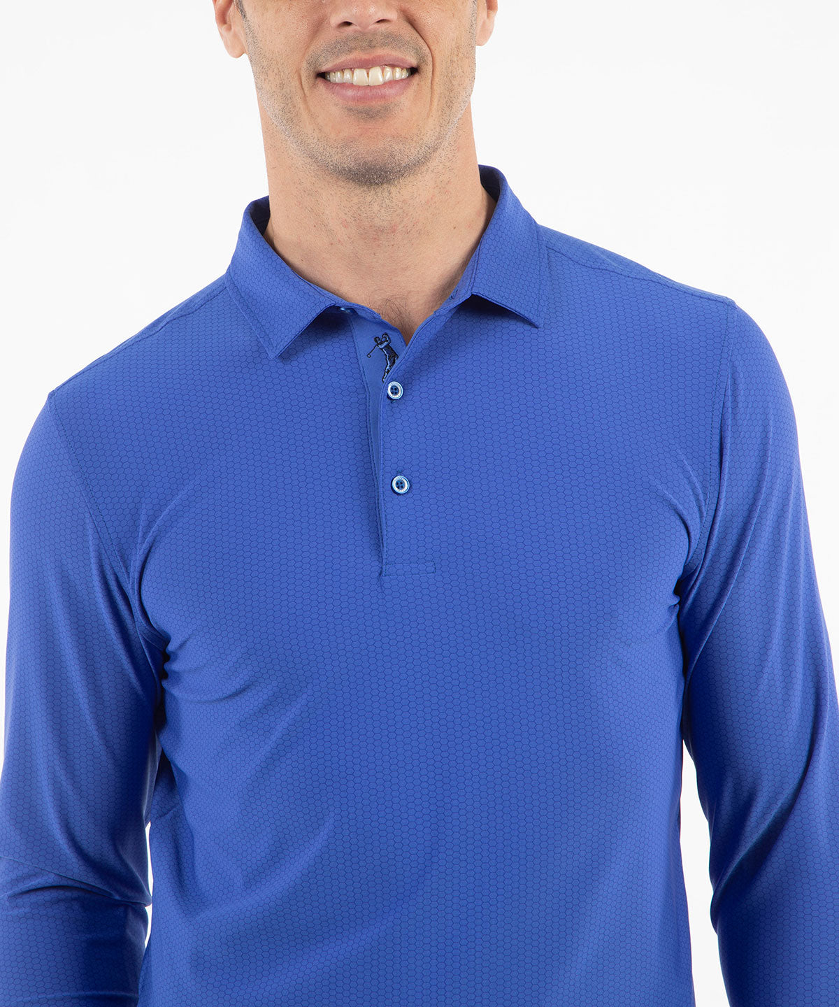 Performance Jersey Balata Print Long-Sleeve Polo Shirt