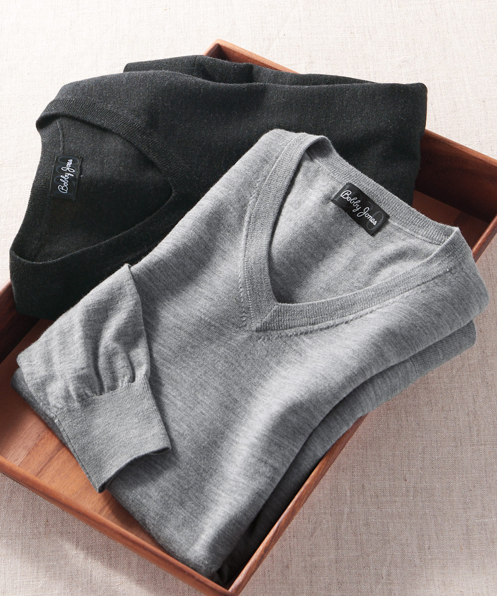 Fine Gauge 100% Merino Wool V-Neck Sweater